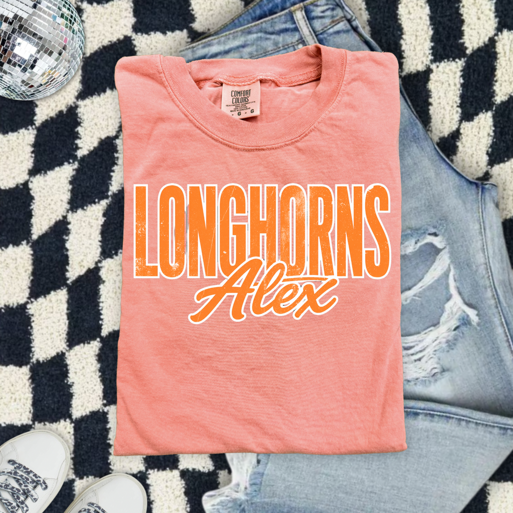 Longhorns Alex T-Shirt — Vintage Script College Football Tee