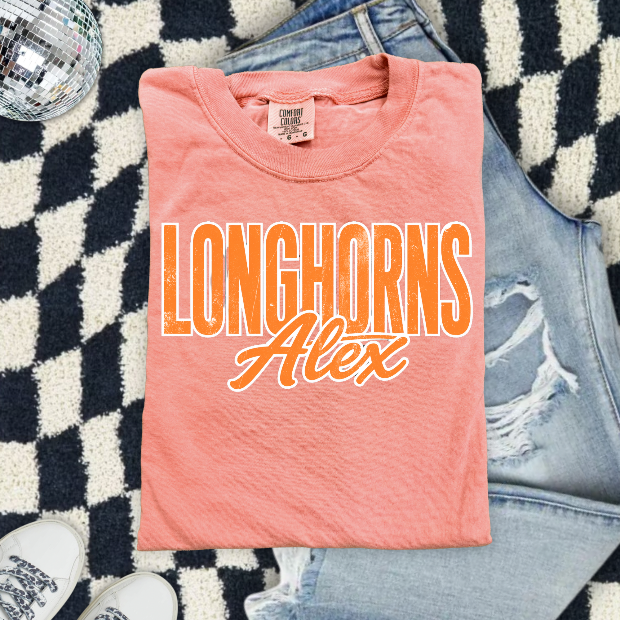 Longhorns Alex T-Shirt — Vintage Script College Football Tee