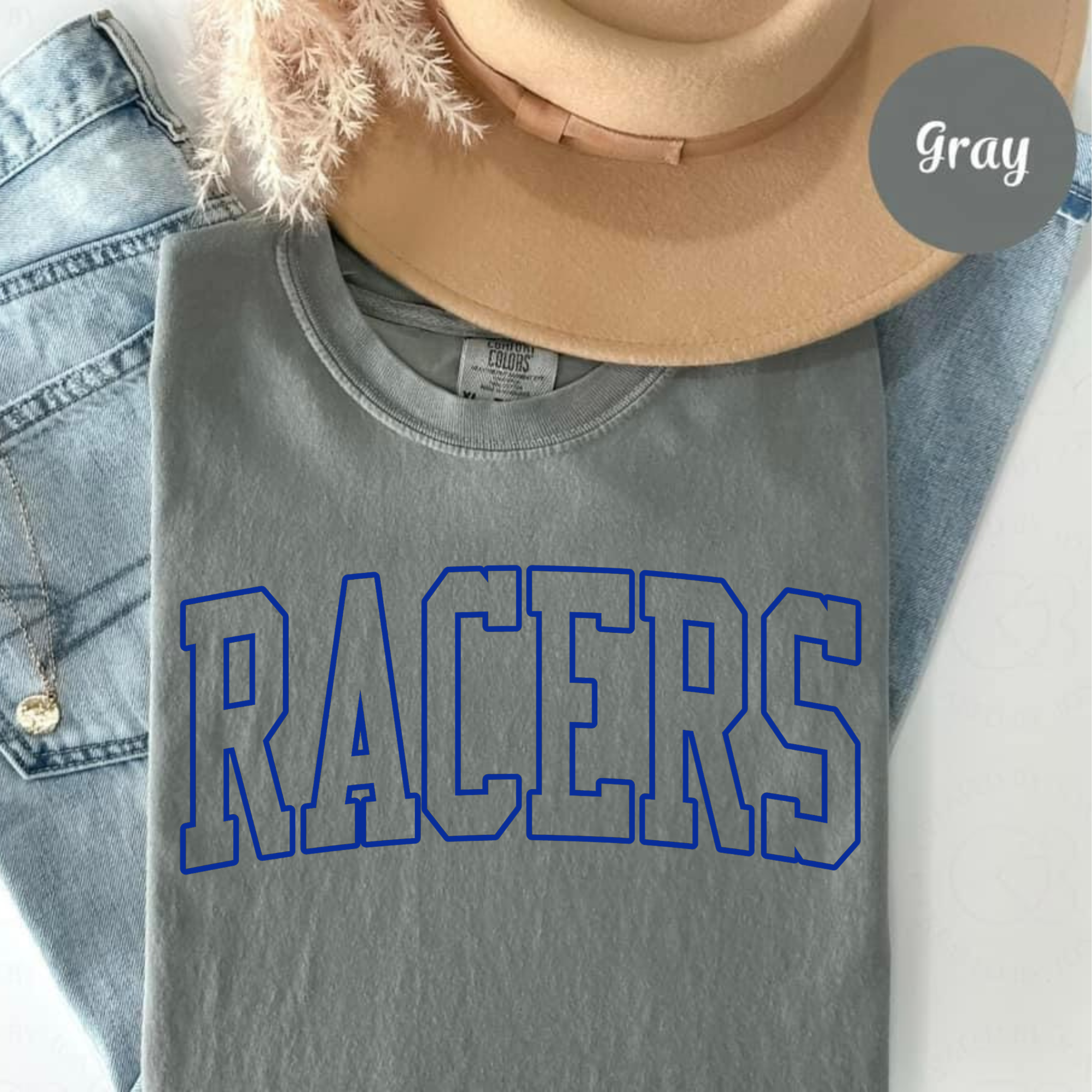 Racers Vintage College Tee — White Graphic T-Shirt