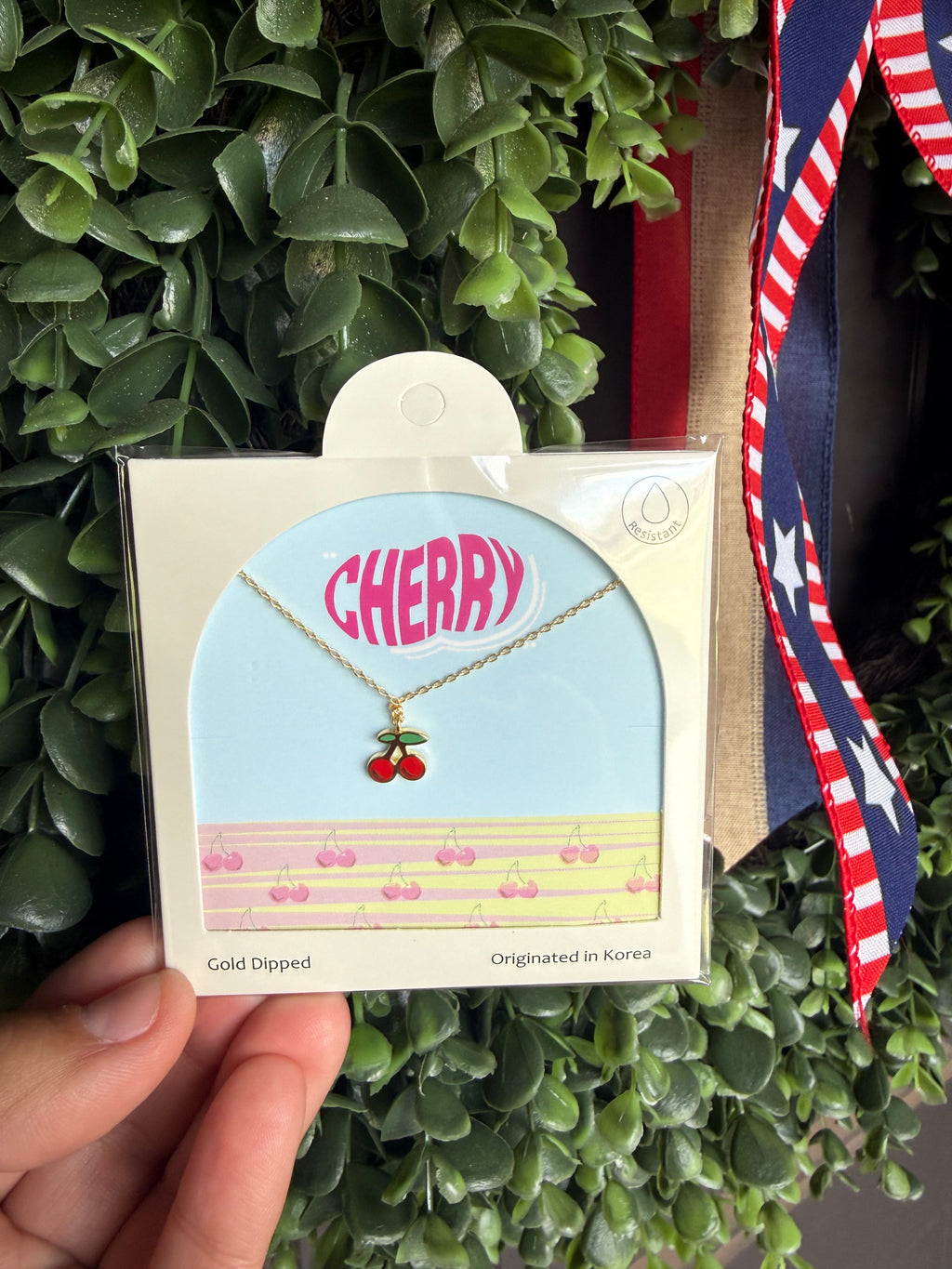 18K Gold Dipped Cherry Cherries Summer Necklace