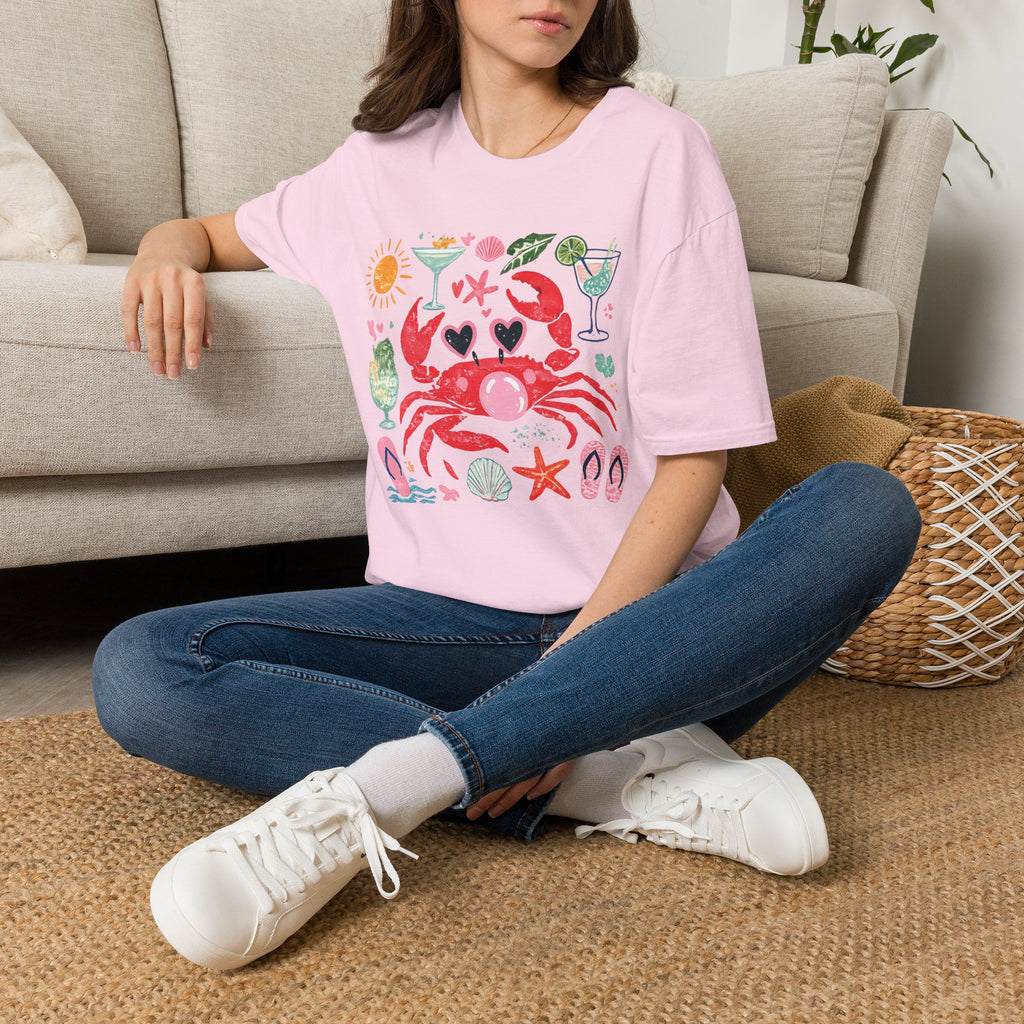 Crabby Cocktail Beach T-Shirt — Cute Summer Crab Graphic Tee