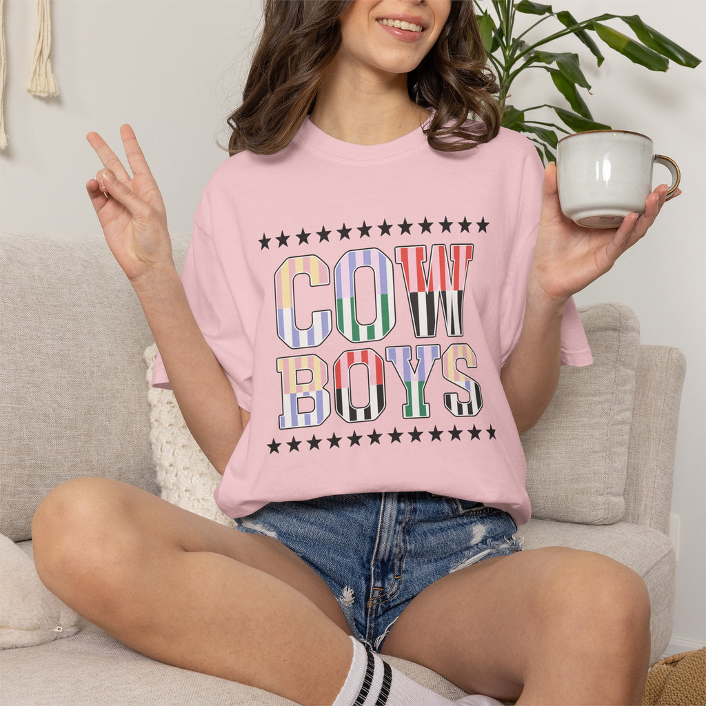 Cowboys Graphic T-Shirt — Vintage Western Stripe Design