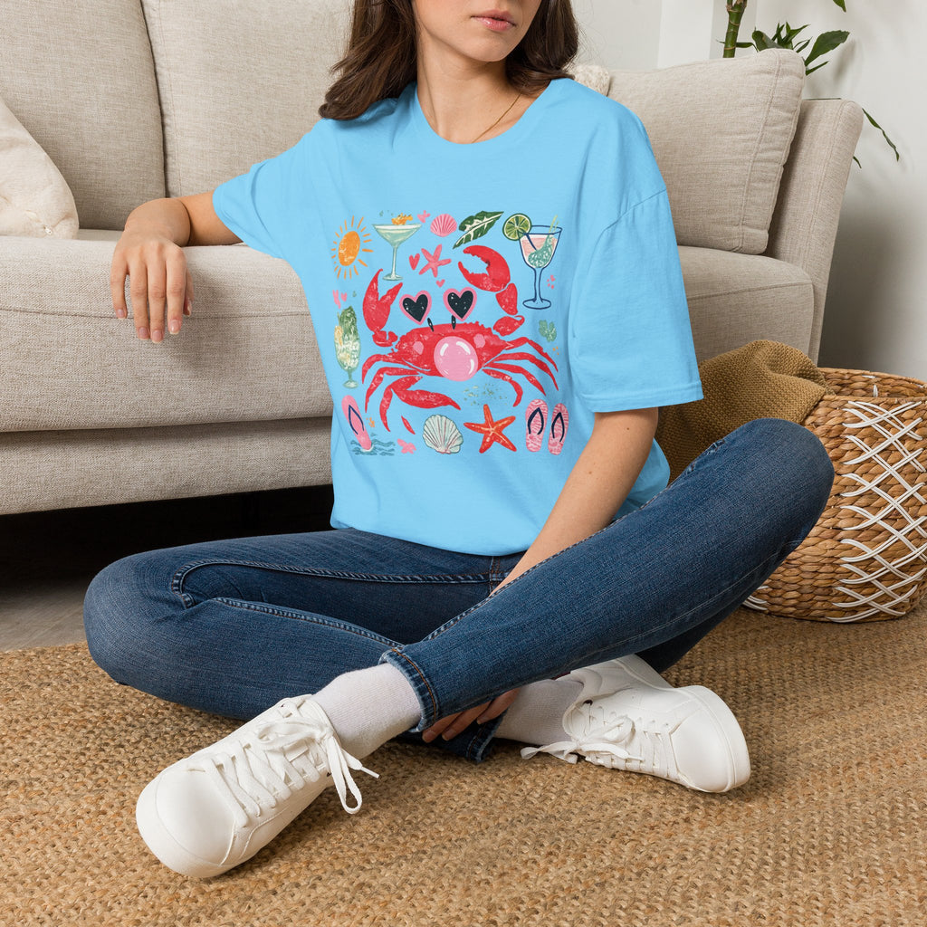 Crabby Cocktail Beach T-Shirt — Cute Summer Crab Graphic Tee
