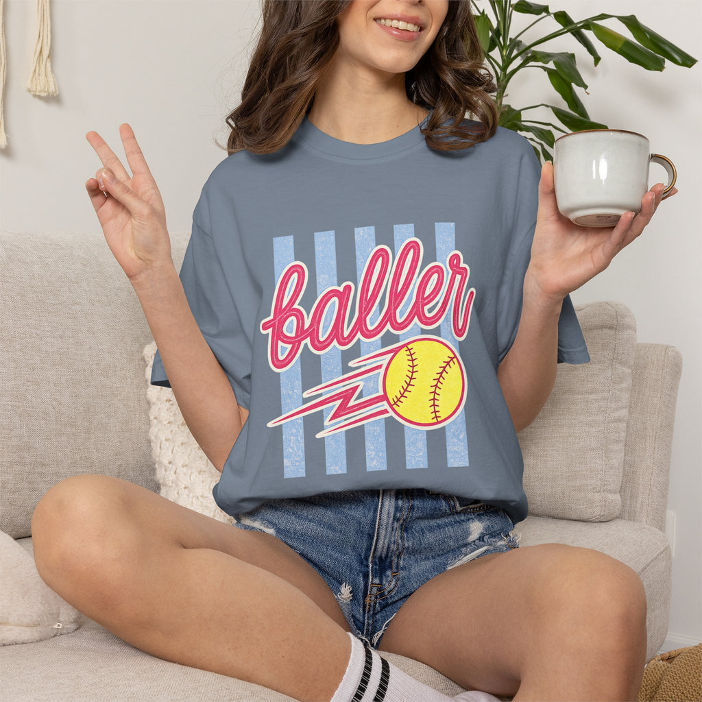 Retro Softball Babe Comfort Colors Tee – Neon Game Day Shirt