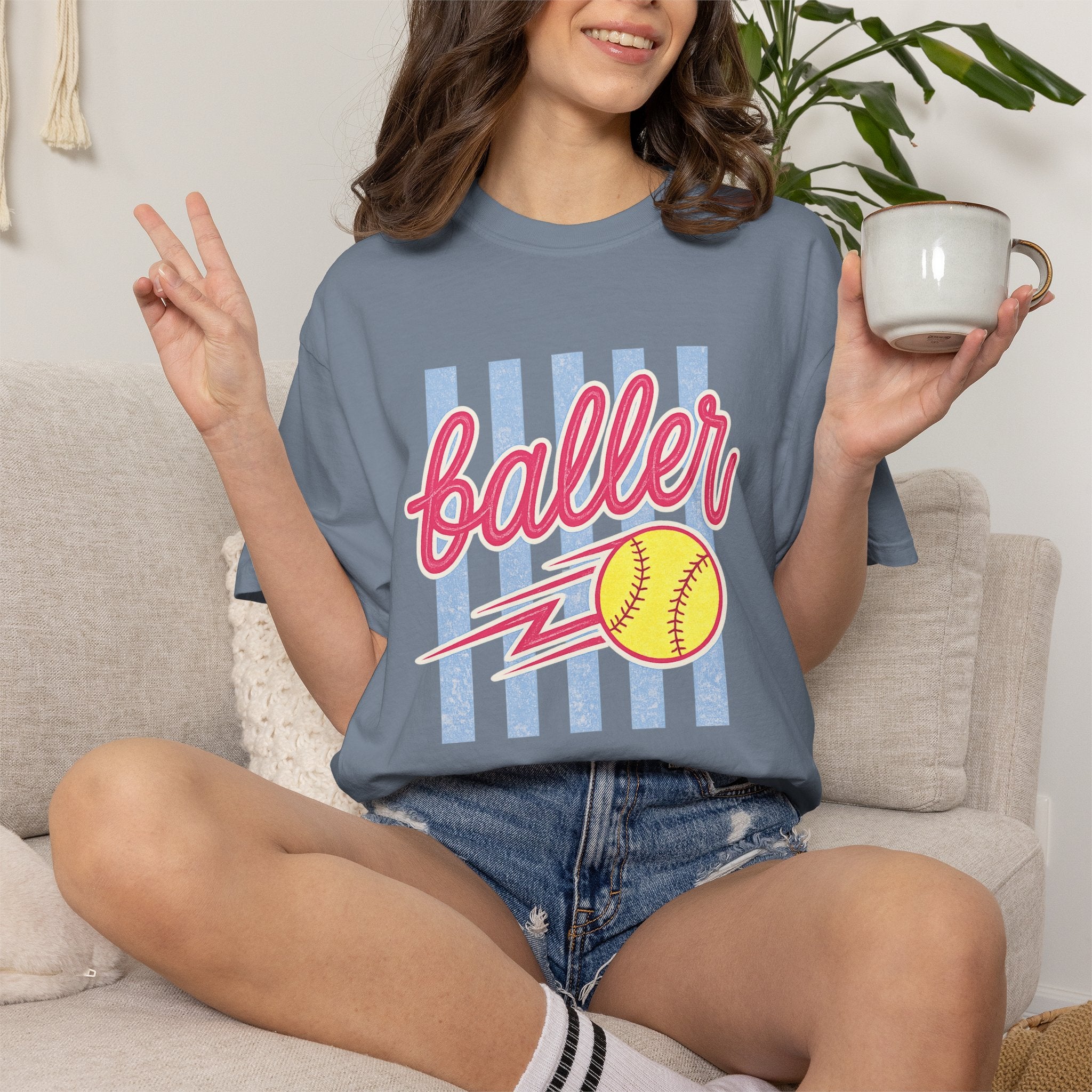 Retro Softball Babe Comfort Colors Tee – Neon Game Day Shirt