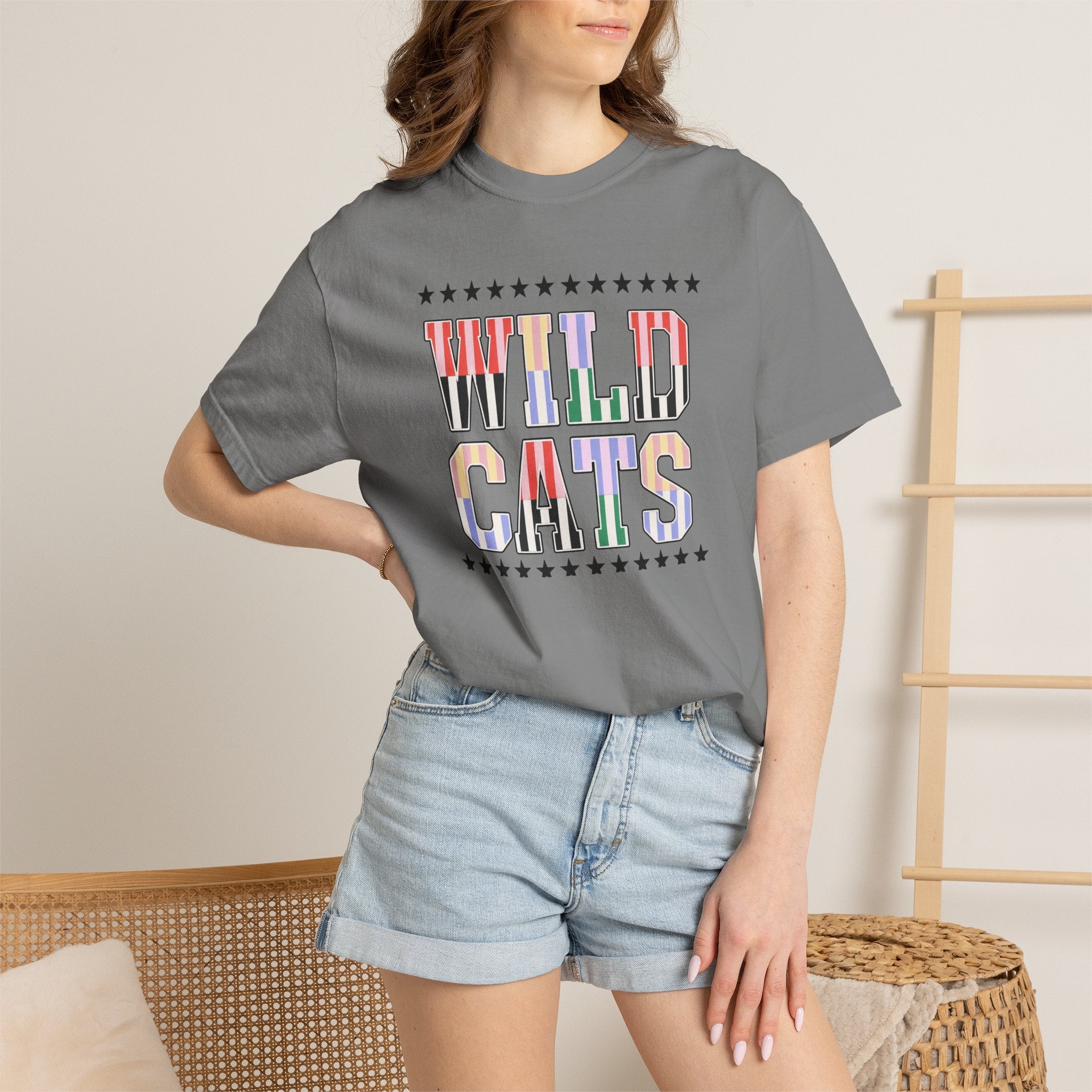 Wild Cats Graphic T-Shirt — Colorful Retro Lettering Tee