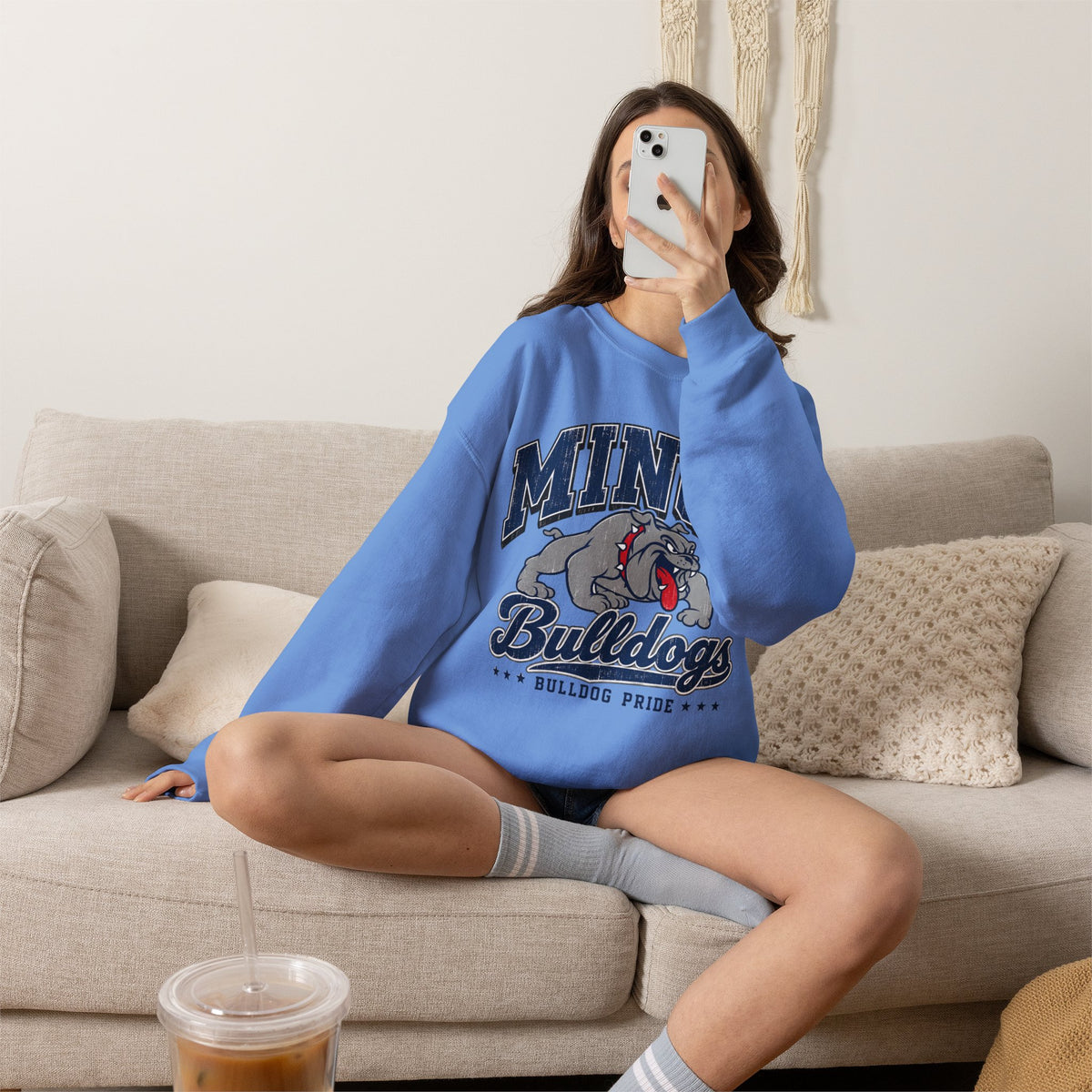 Minco Bulldogs Crewneck Sweatshirt — School Spirit Bulldog Pride Pullover