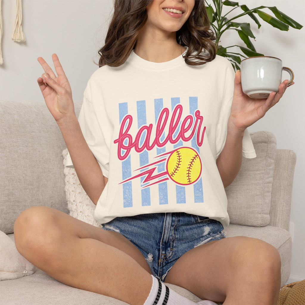 Retro Softball Babe Comfort Colors Tee – Neon Game Day Shirt