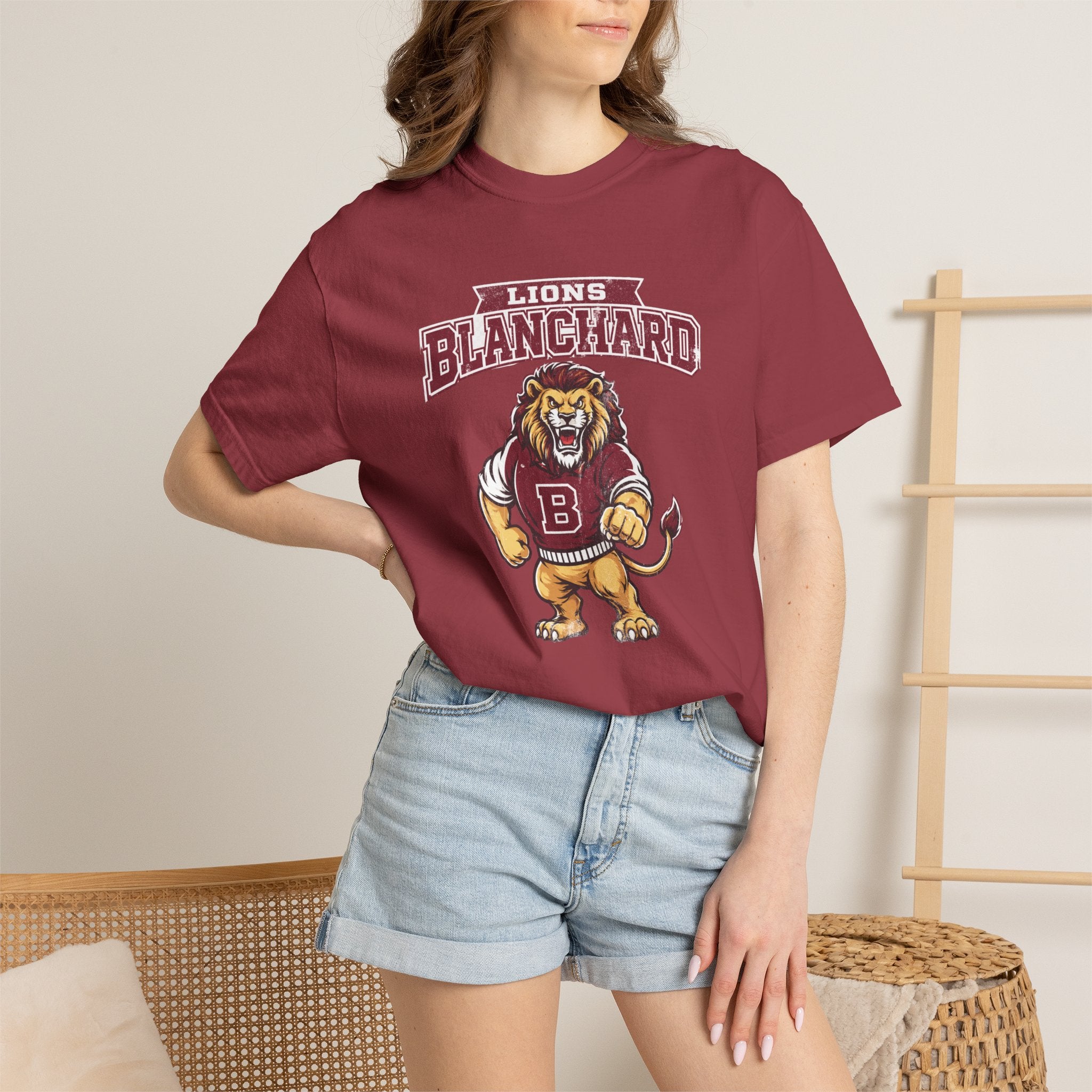 Blanchard Lions Mascot — Vintage School Spirit Tee