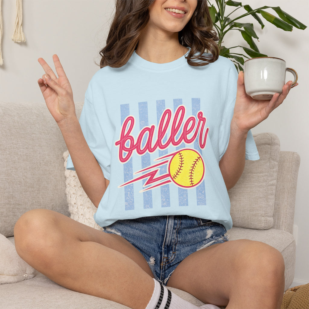 Retro Softball Babe Comfort Colors Tee – Neon Game Day Shirt
