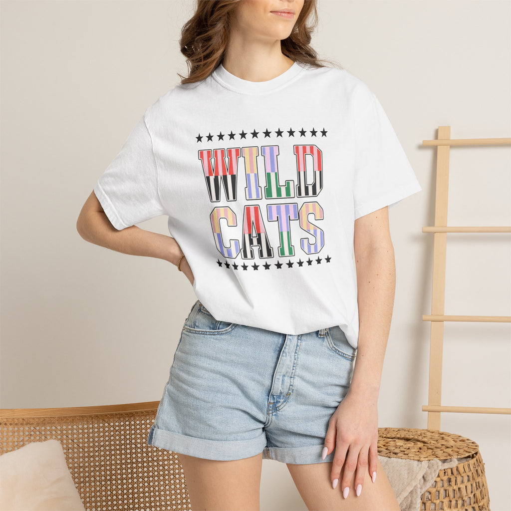 Wild Cats Graphic T-Shirt — Colorful Retro Lettering Tee