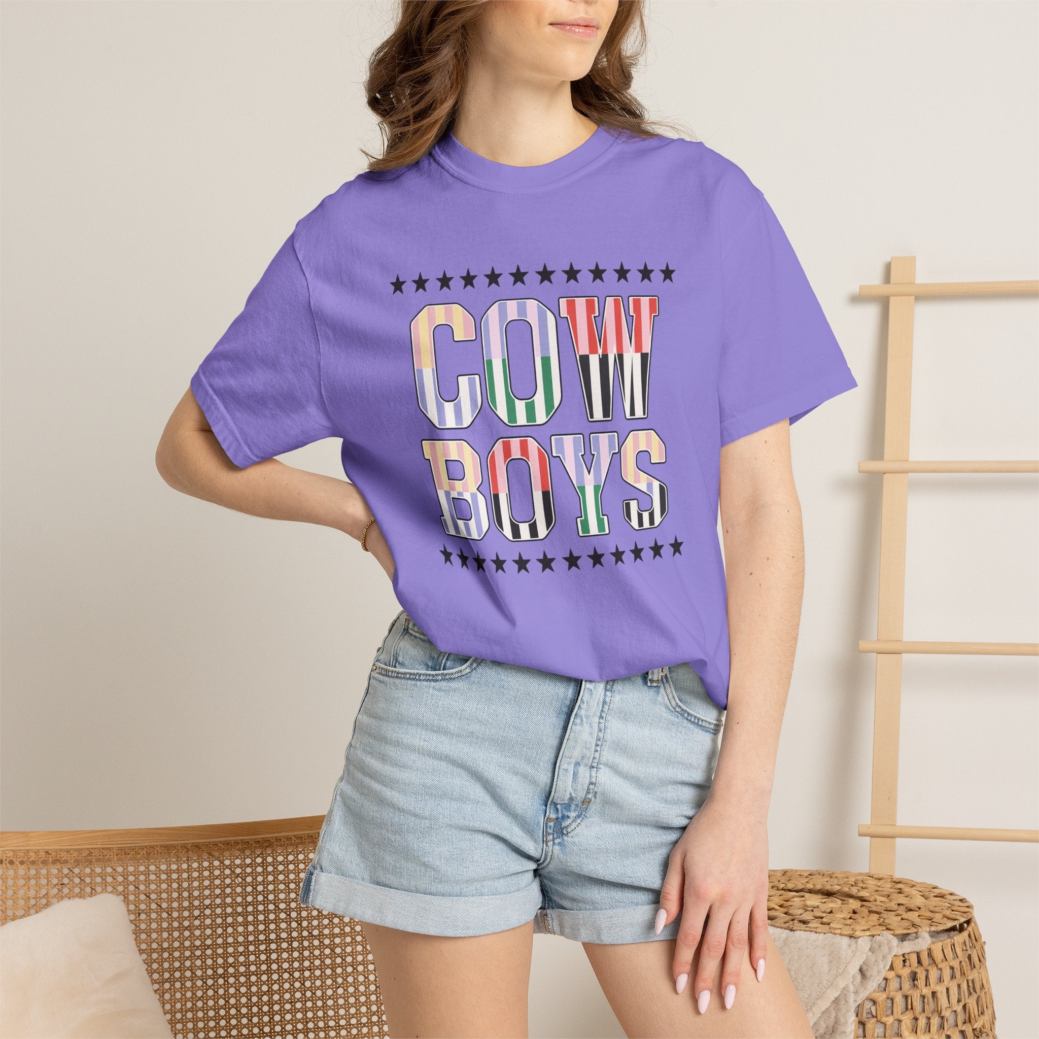 Cowboys Graphic T-Shirt — Vintage Western Stripe Design