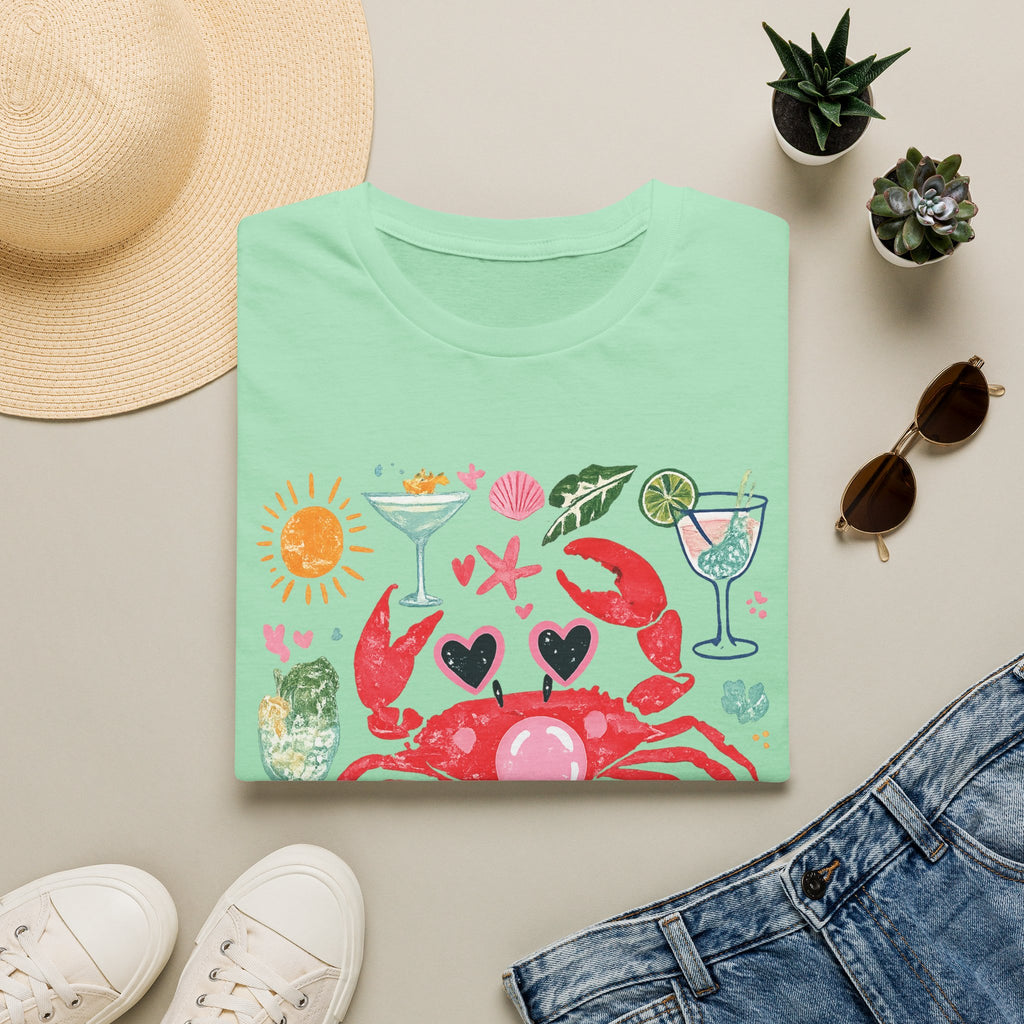 Crabby Cocktail Beach T-Shirt — Cute Summer Crab Graphic Tee