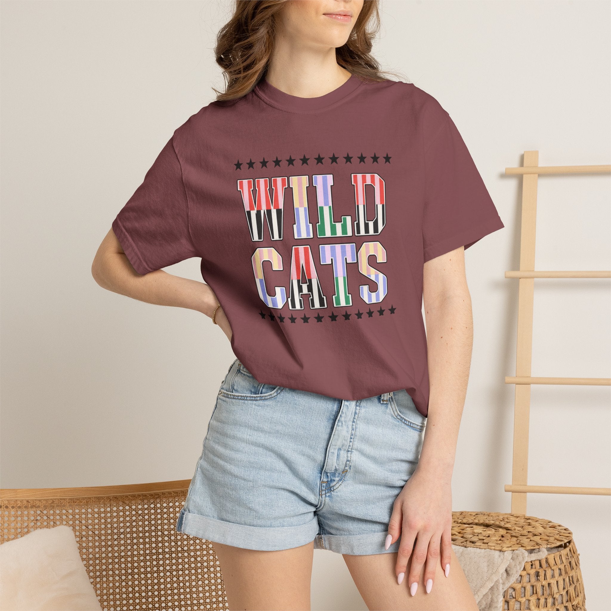 Wild Cats Graphic T-Shirt — Colorful Retro Lettering Tee
