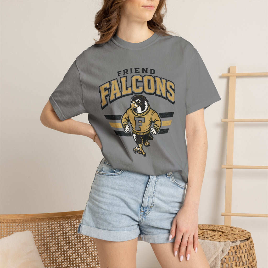 Falcons Vintage Mascot T-Shirt — "Friend Falcons" Retro School Tee