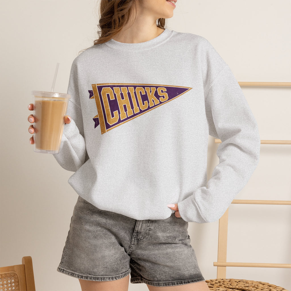 Chicks Vintage Pennant Crewneck Sweatshirt