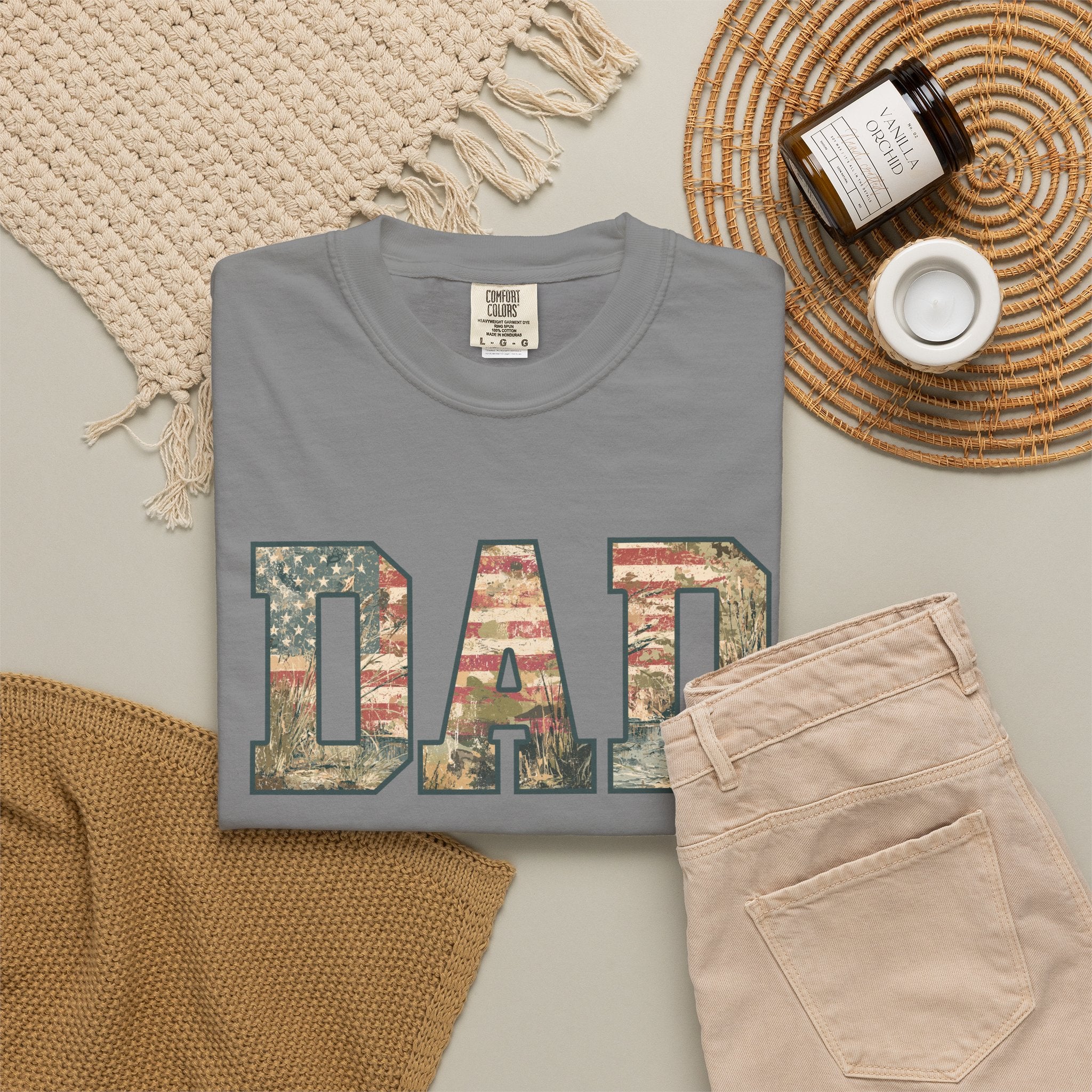 Dad Patriotic Camo T-Shirt – American Flag & Woodland Camouflage Dad Tee