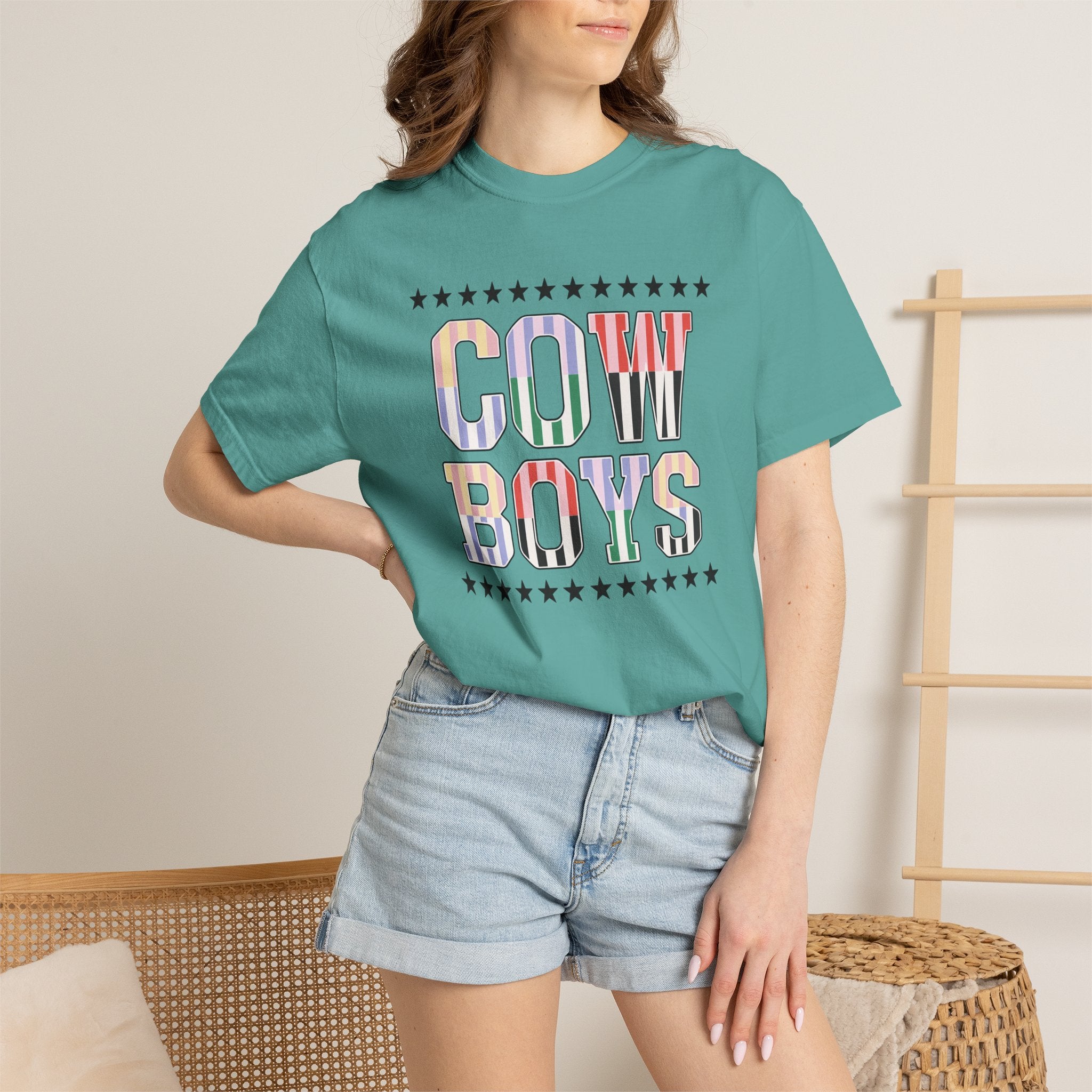 Cowboys Graphic T-Shirt — Vintage Western Stripe Design