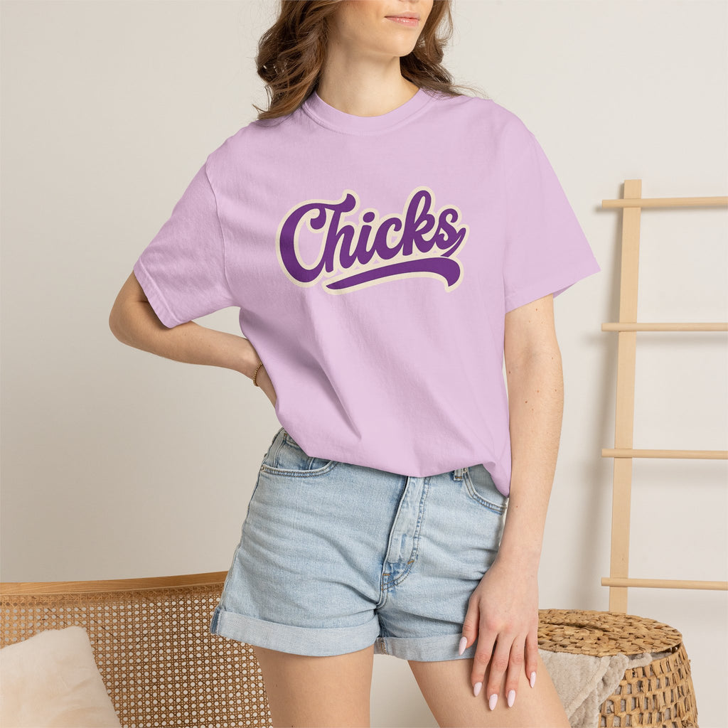 Chicks Script T‑Shirt — Vintage Baseball Style Logo Tee
