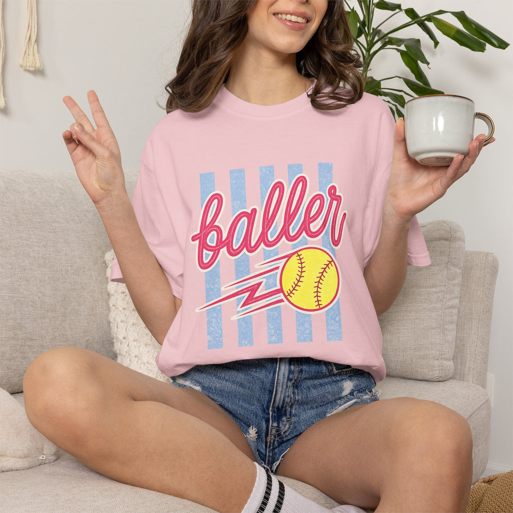 Retro Softball Babe Comfort Colors Tee – Neon Game Day Shirt