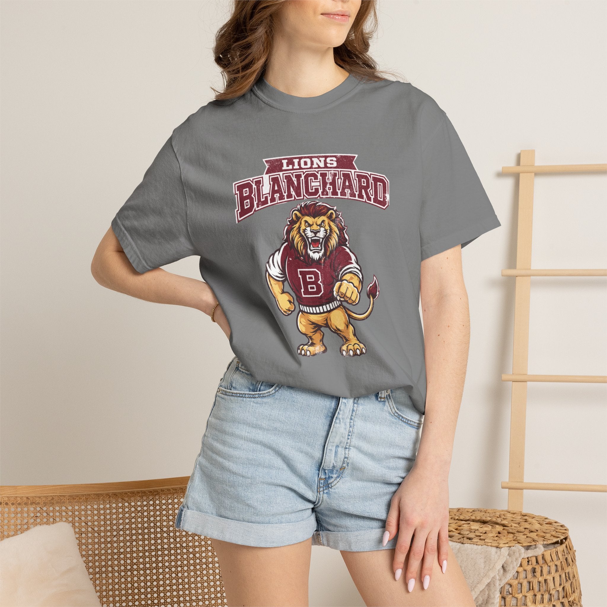 Blanchard Lions Mascot — Vintage School Spirit Tee