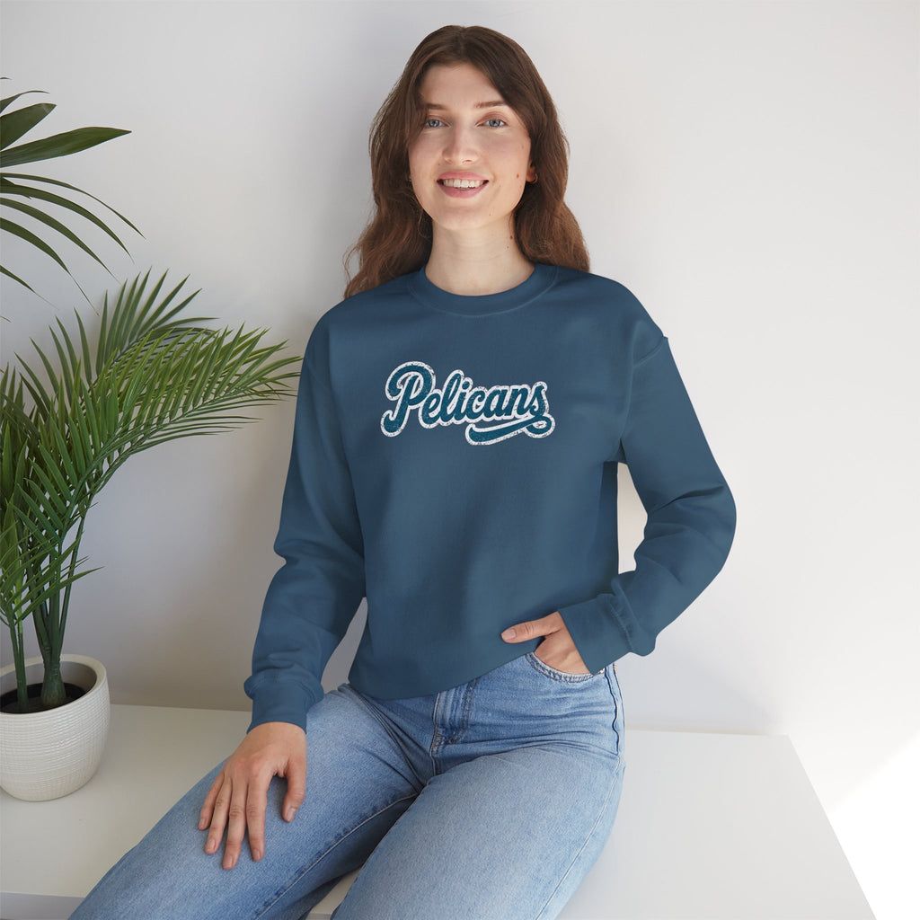 Pelicans Script Gildan Adult Crewneck Sweatshirt