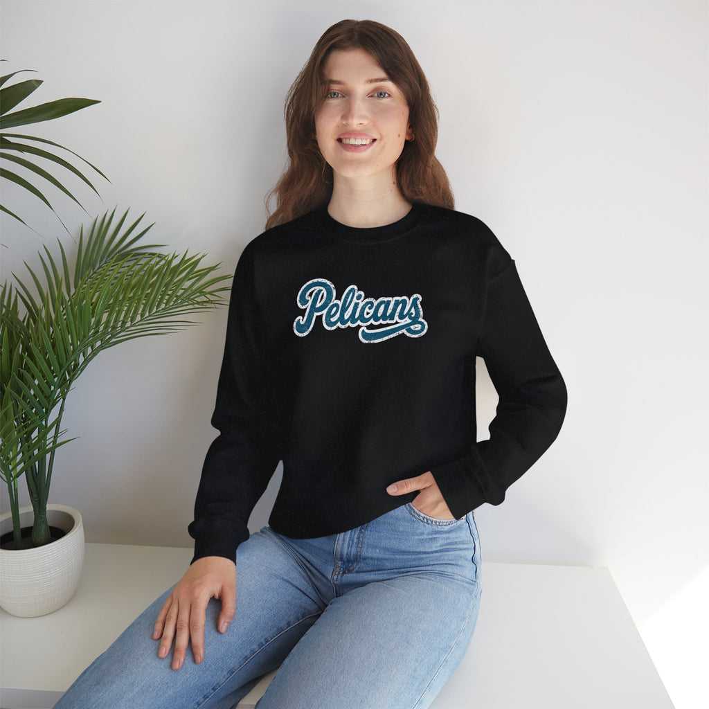 Pelicans Script Gildan Adult Crewneck Sweatshirt