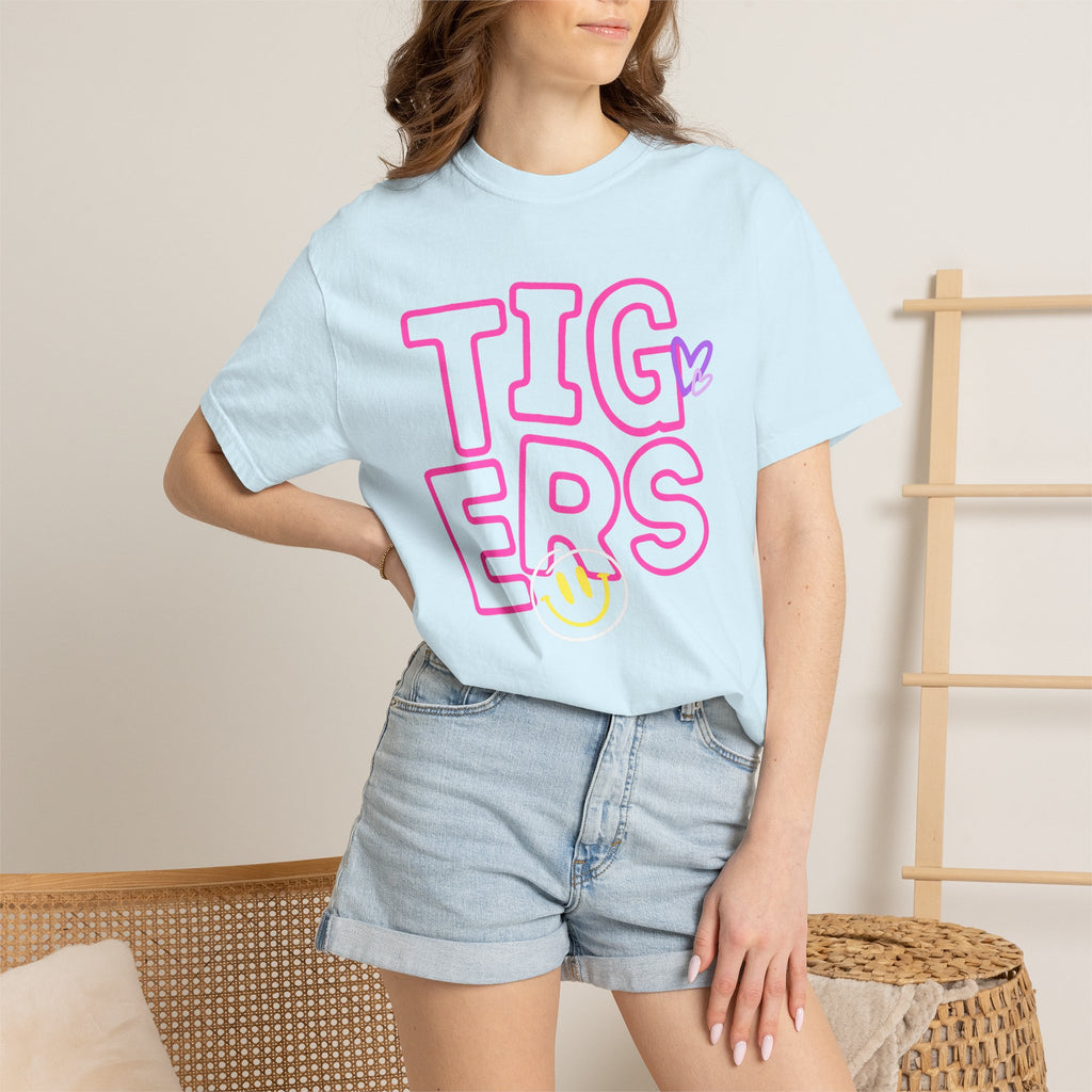 T-Shirt • 'TIGERS' Playful Pink Outline Graphic Tee