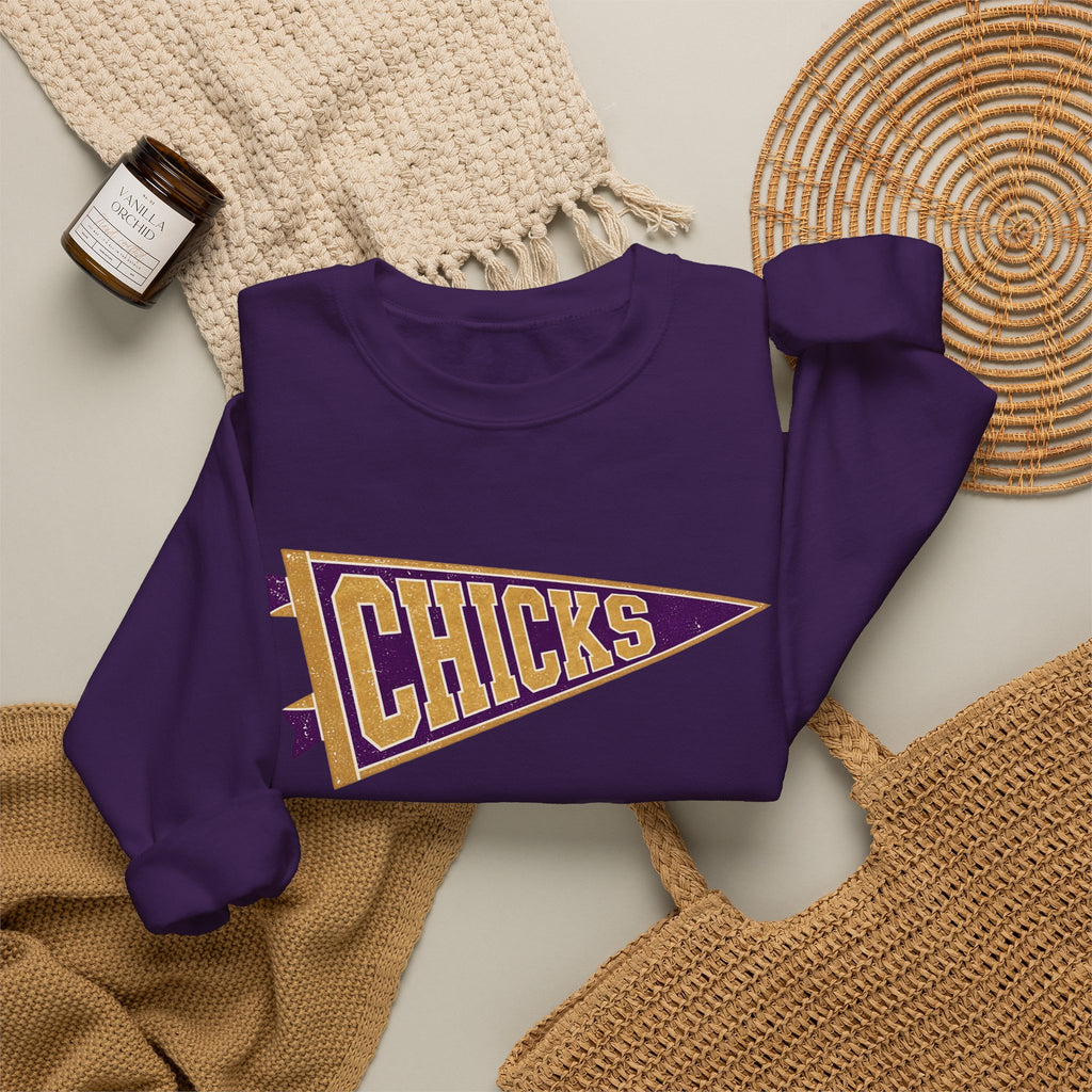 Chicks Vintage Pennant Crewneck Sweatshirt