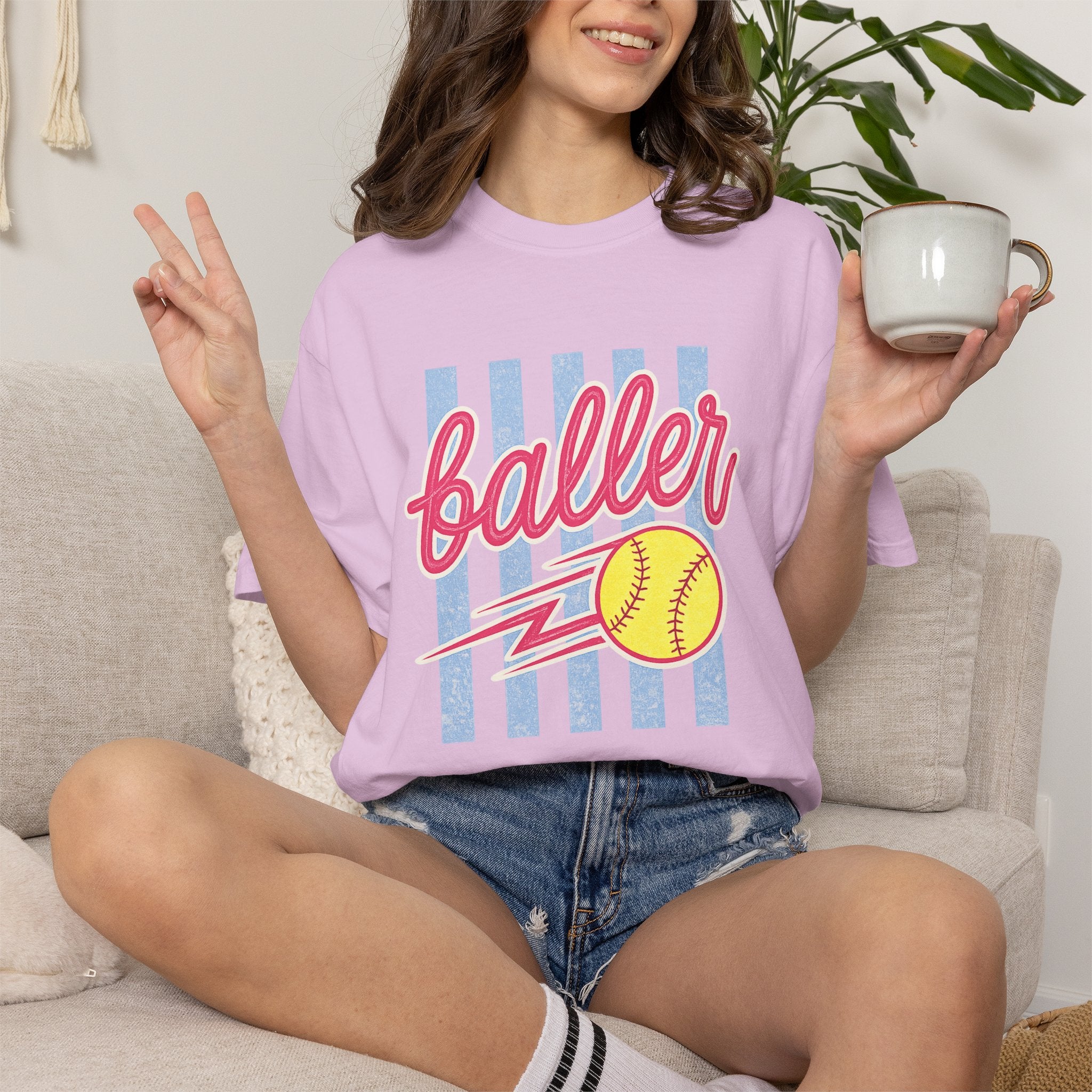 Retro Softball Babe Comfort Colors Tee – Neon Game Day Shirt