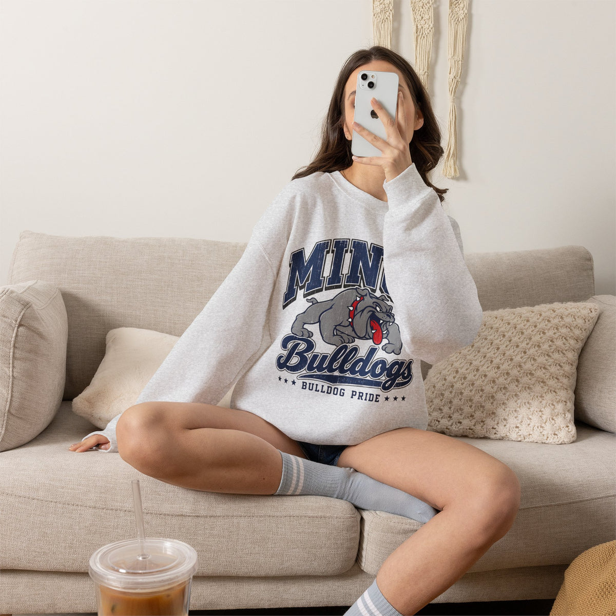 Minco Bulldogs Crewneck Sweatshirt — School Spirit Bulldog Pride Pullover