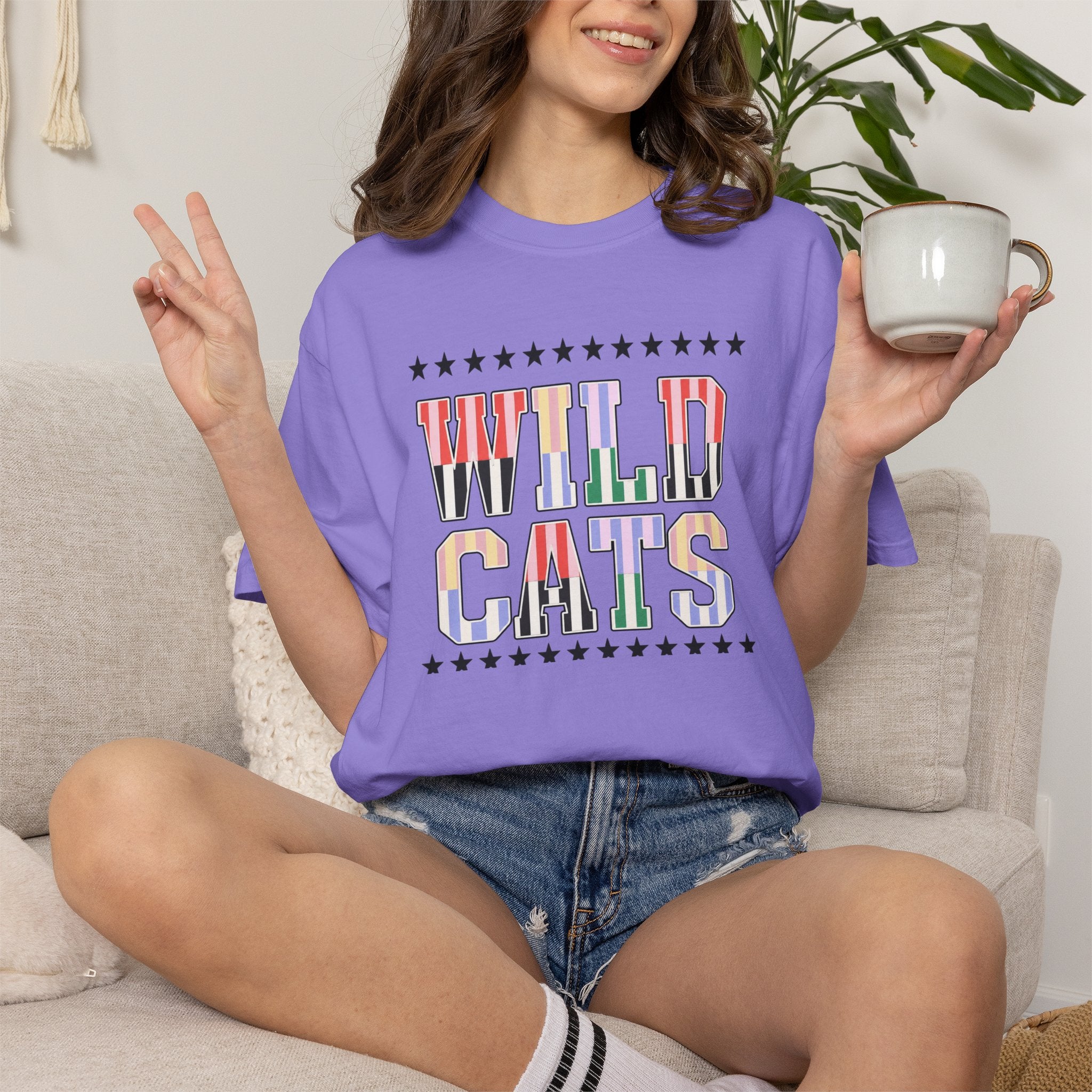 Wild Cats Graphic T-Shirt — Colorful Retro Lettering Tee