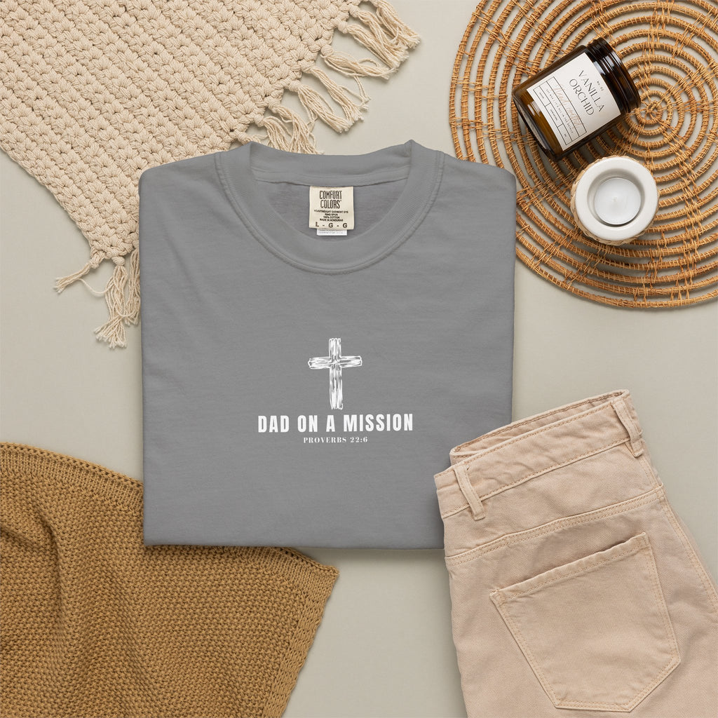 Dad on a Mission T-Shirt — Christian Cross Faith Tee for Fathers, Father’s Day Gift