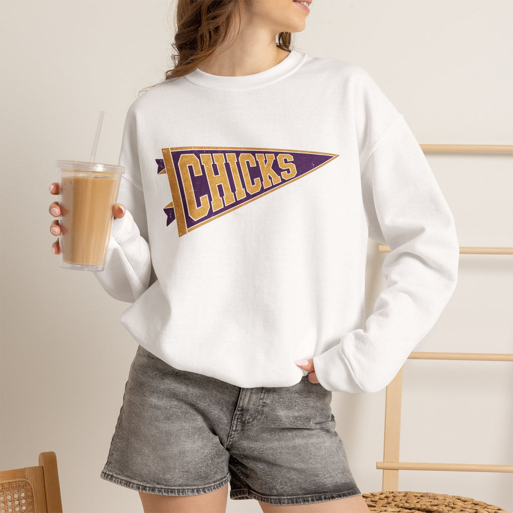 Chicks Vintage Pennant Crewneck Sweatshirt