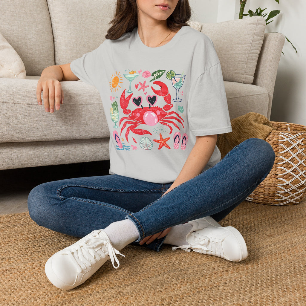 Crabby Cocktail Beach T-Shirt — Cute Summer Crab Graphic Tee