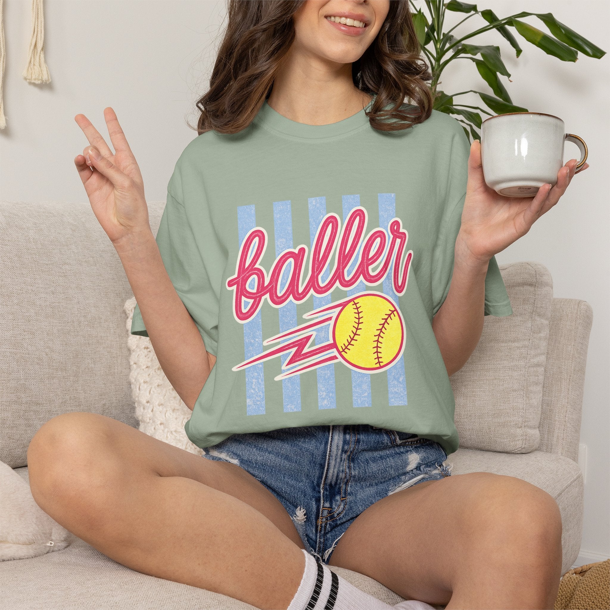 Retro Softball Babe Comfort Colors Tee – Neon Game Day Shirt