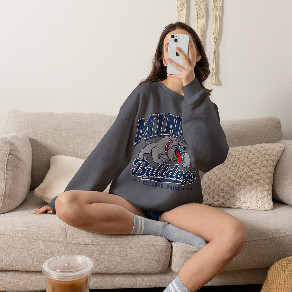 Minco Bulldogs Crewneck Sweatshirt — School Spirit Bulldog Pride Pullover