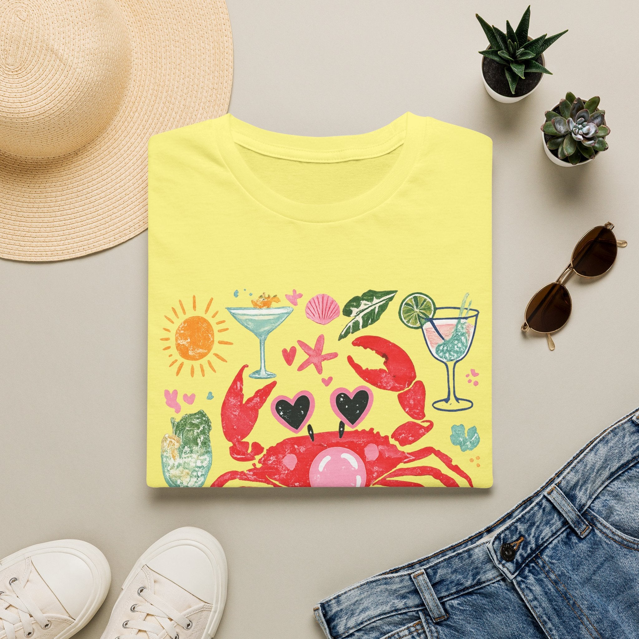Crabby Cocktail Beach T-Shirt — Cute Summer Crab Graphic Tee