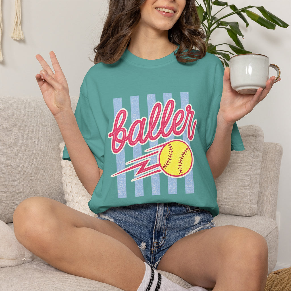 Retro Softball Babe Comfort Colors Tee – Neon Game Day Shirt