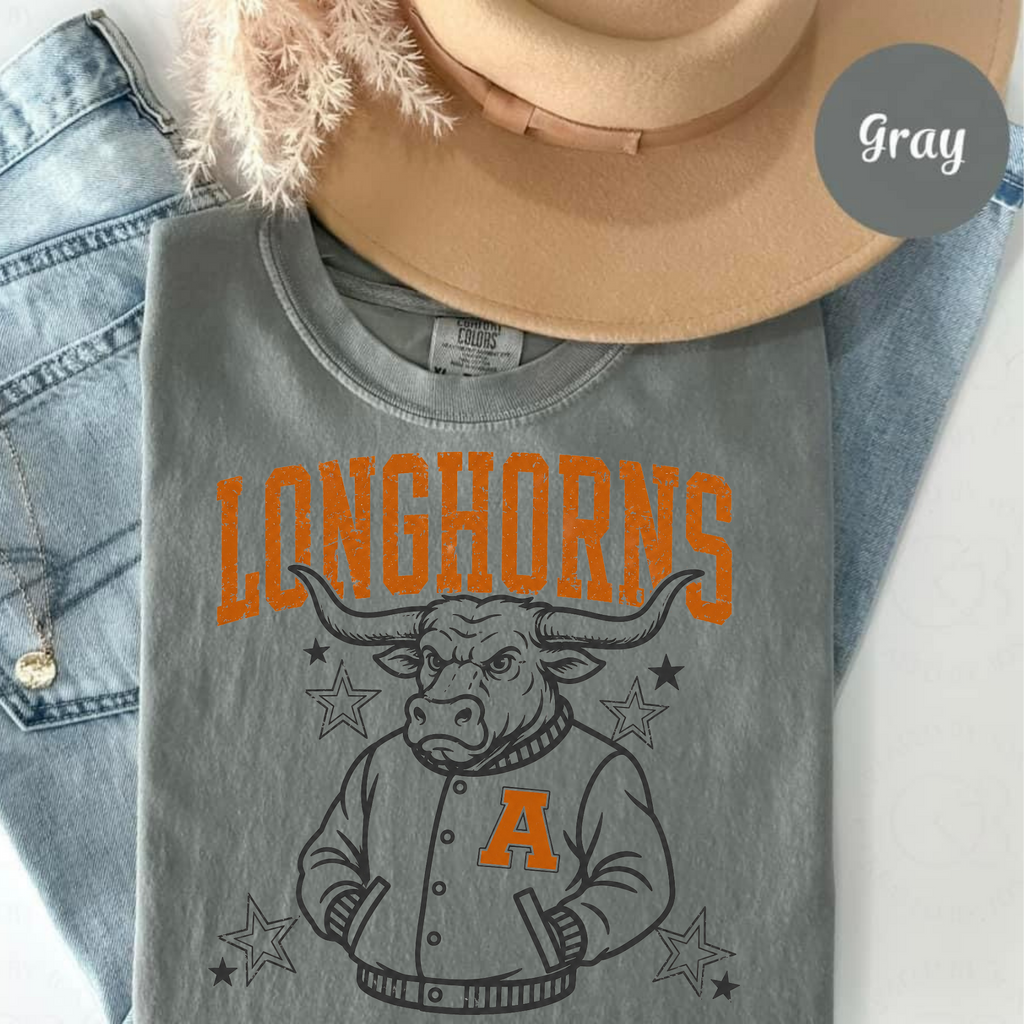 Alex Longhorns Mascot Tee — Vintage Varsity Bull Graphic T-Shirt