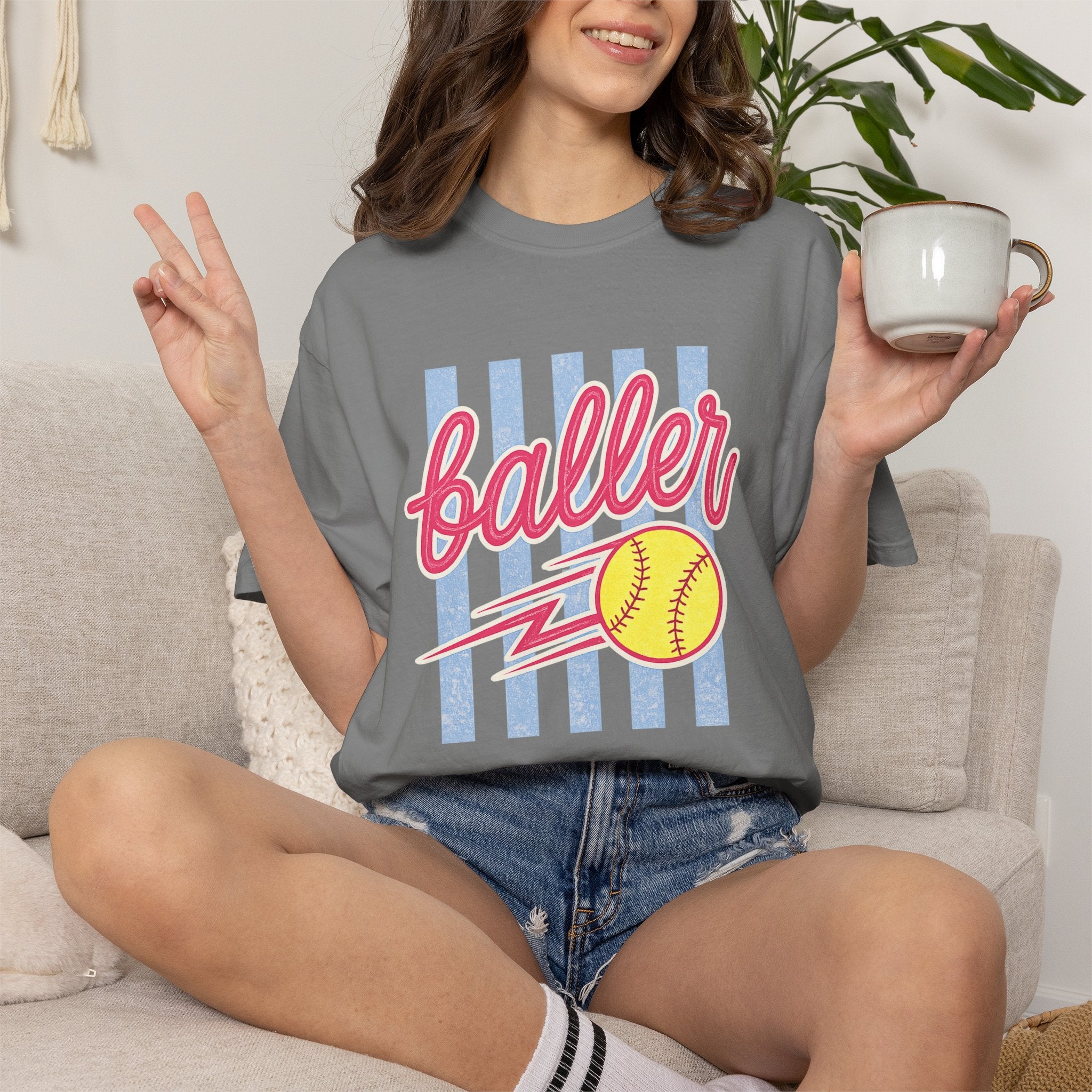 Retro Softball Babe Comfort Colors Tee – Neon Game Day Shirt