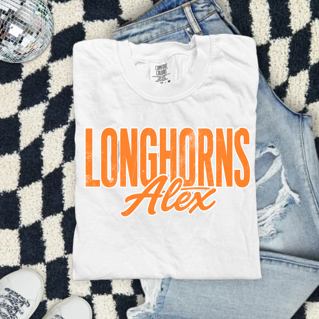 Longhorns Alex T-Shirt — Vintage Script College Football Tee