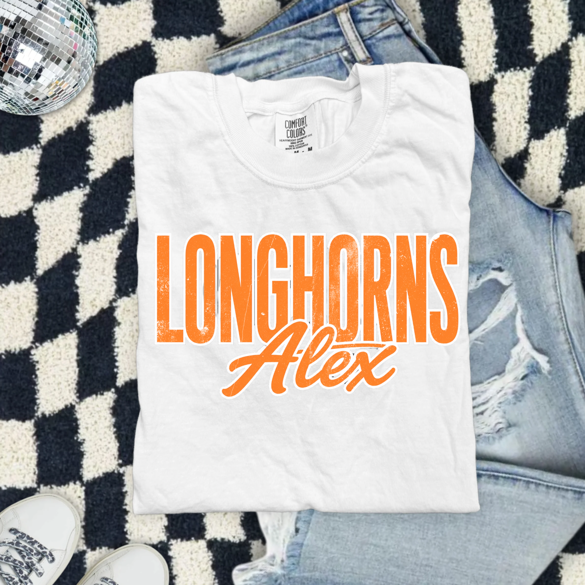 Longhorns Alex T-Shirt — Vintage Script College Football Tee