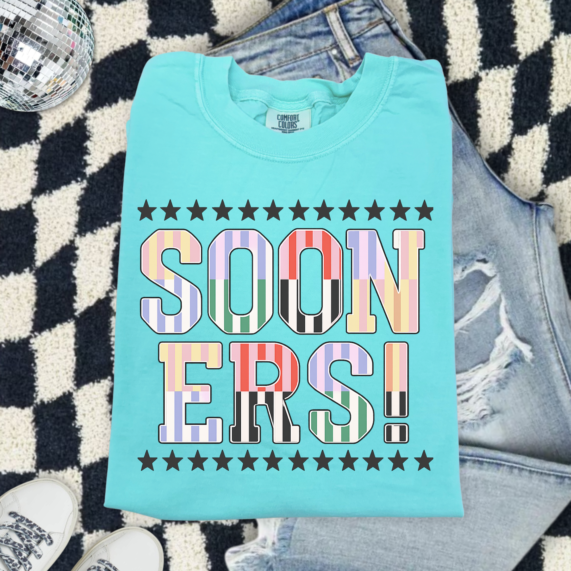 Sooners! Retro Lettering Comfort Colors T-Shirt — Graphic Tee