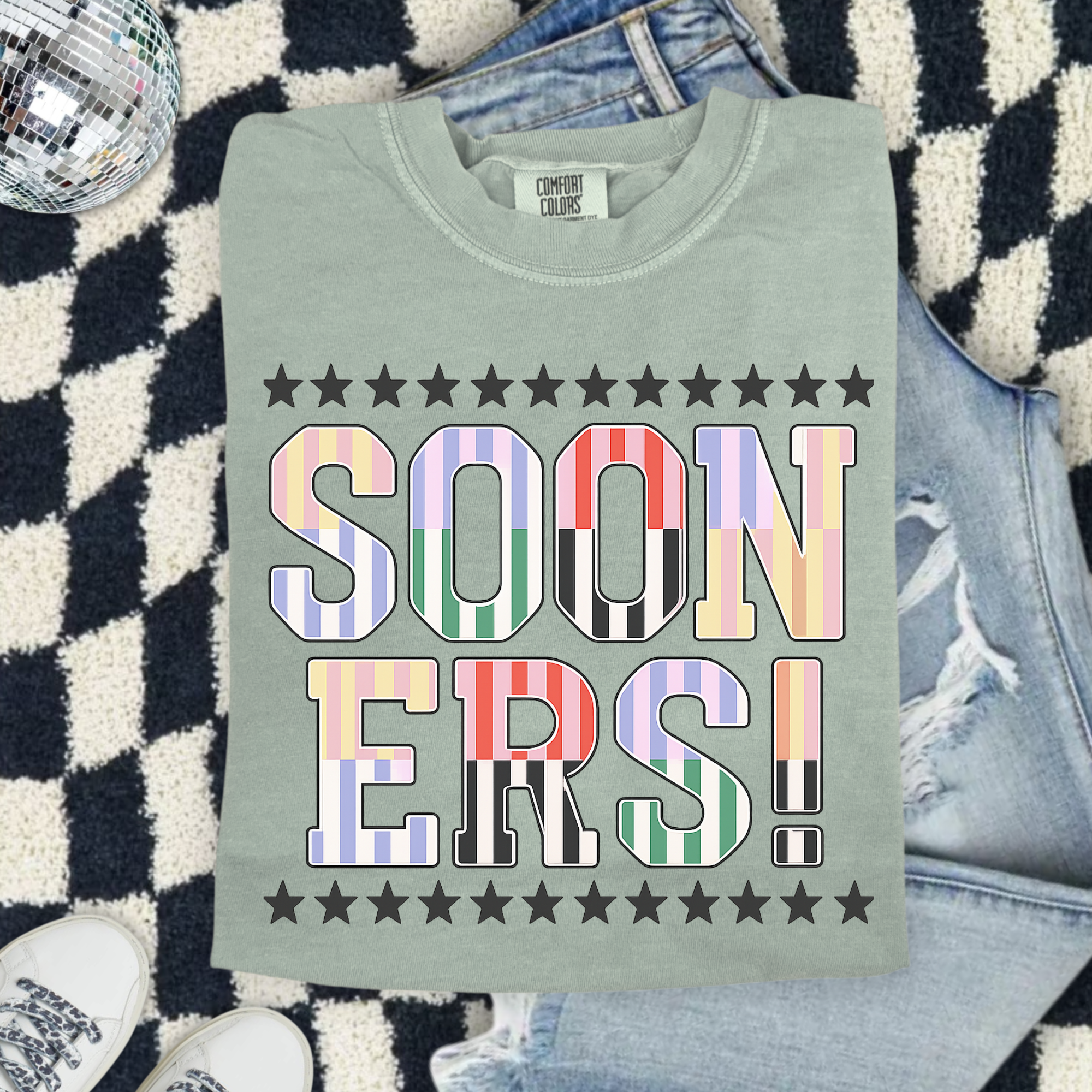 Sooners! Retro Lettering Comfort Colors T-Shirt — Graphic Tee