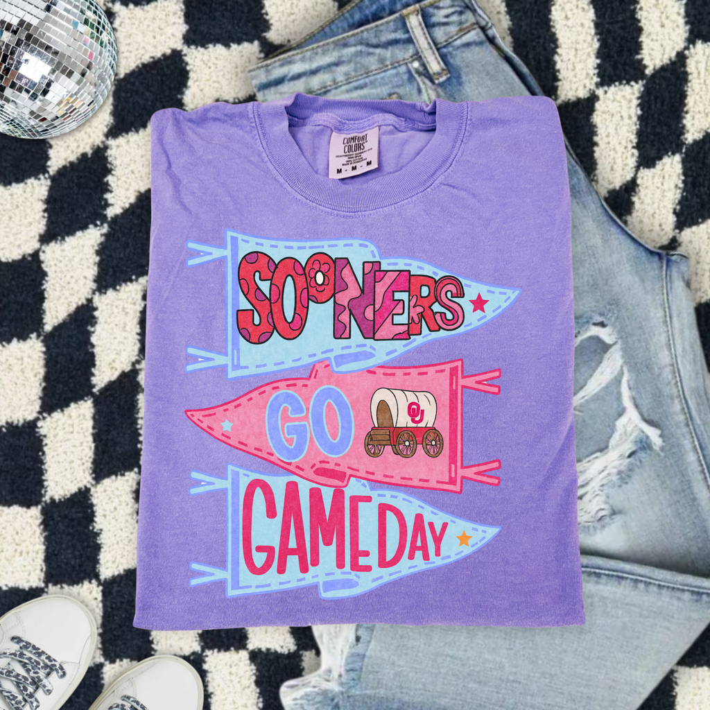 Sooners Pennant T-Shirt — “Sooners Go Game Day” College Football Tee