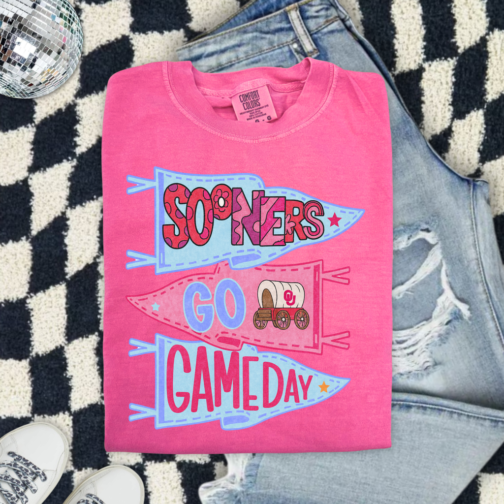Sooners Pennant T-Shirt — “Sooners Go Game Day” College Football Tee