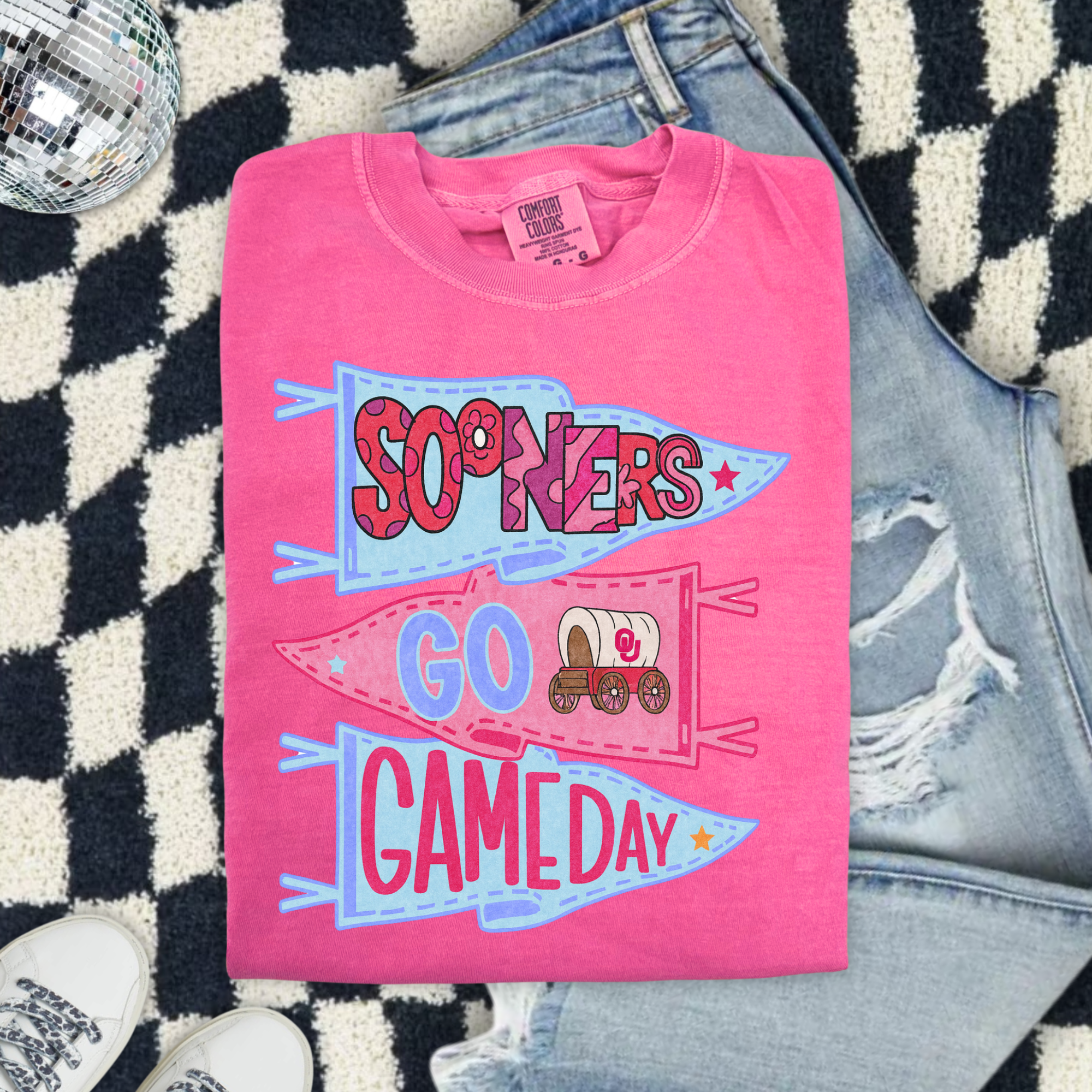 Sooners Pennant T-Shirt — “Sooners Go Game Day” College Football Tee