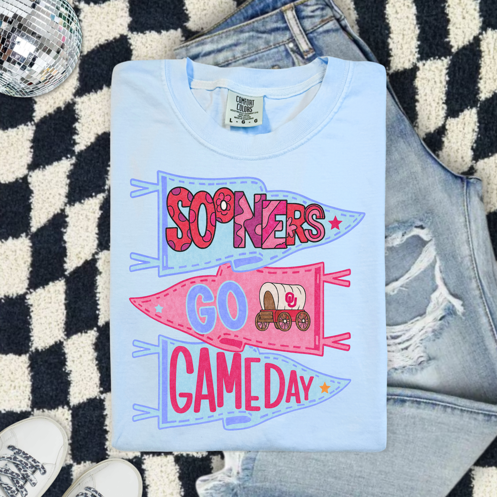 Sooners Pennant T-Shirt — “Sooners Go Game Day” College Football Tee