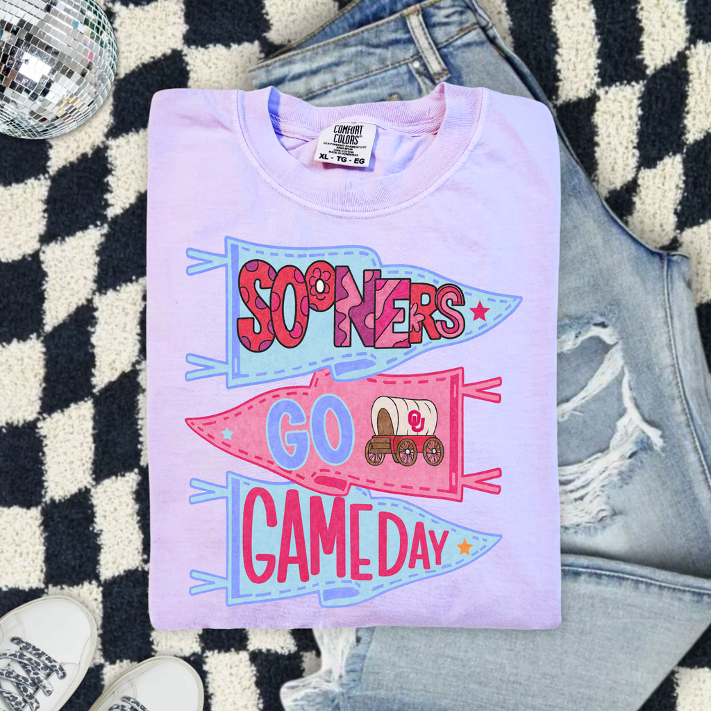 Sooners Pennant T-Shirt — “Sooners Go Game Day” College Football Tee